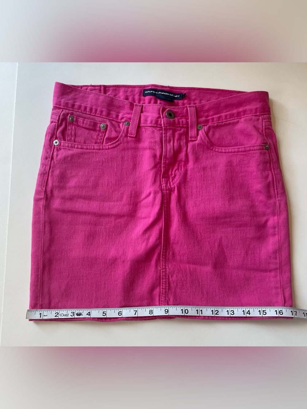 Ralph Lauren Hot Pink Cotton Denim Mini Skirt - Picture 4 of 7